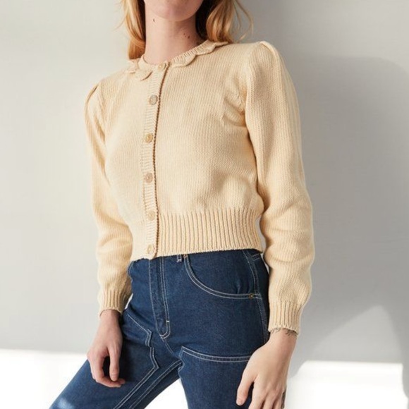 Misha And Puff | Sweaters | Nwt Misha And Puff Womens Ellie Scallop Ls Cardigan In Macadamia 